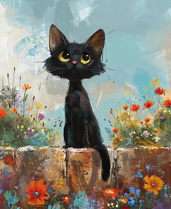 Cat Noir and Flowers