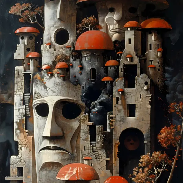 Mushroom Castle Painting