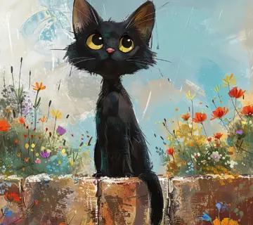 Cat Noir and Flowers