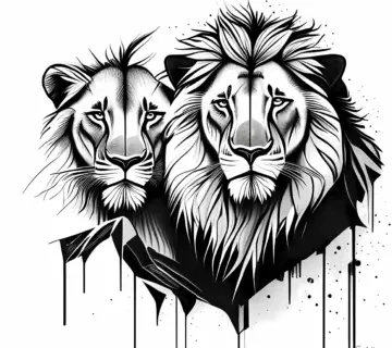 Two Lions BW